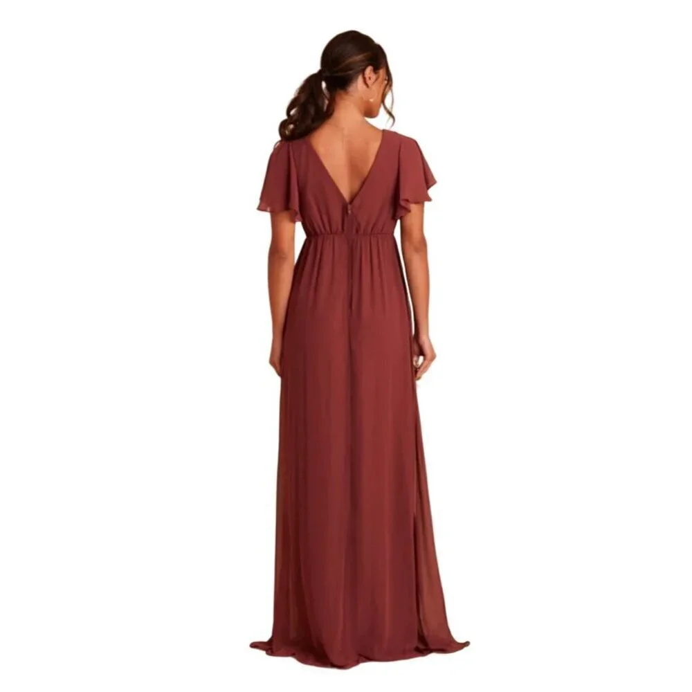 Birdy Grey Dress‎ Bridesmaid Size S Chiffon Rosewood Formal Hannah Maxi Ruffle - Picture 3 of 10